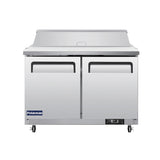 Polarman PLM-S48S 48 1/4" Stainless Steel Sandwich Prep Table with Two Solid Full Doors, (12) 1/6 Size Pans
