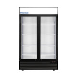 Polarman PLM-SGD44R 44 1/2" Black Refrigerated Double Swing Glass Door Merchandiser with LED Lighting, 31 cu.ft（SS-P1000WB-A）