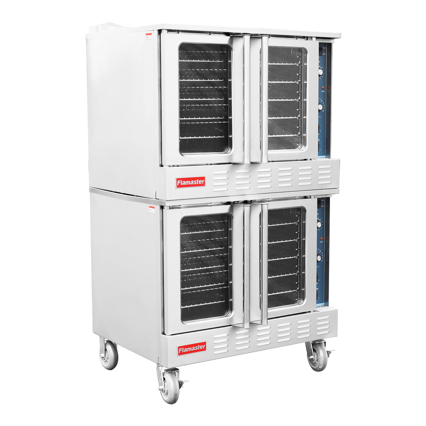 Flamaster FLM-COG-2 38" Double Deck Gas Convection Oven, NG/LPG, 10 Racks, 108,000 BTU