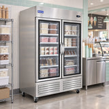 Polarman PLM-54FGS 53 15/16" Reach-In Freezer with Double Glass Doors with LED Lighting, Bottom Mount, Stainless Steel, 49 cu. ft.