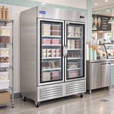 Polarman PLM-54FGS 53 15/16" Reach-In Freezer with Double Glass Doors with LED Lighting, Bottom Mount, Stainless Steel, 49 cu. ft.
