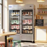 Polarman PLM-54FGS 53 15/16" Reach-In Freezer with Double Glass Doors with LED Lighting, Bottom Mount, Stainless Steel, 49 cu. ft.