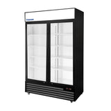 Polarman PLM-SGD52R 52 2/5" Black Refrigerated Double Swing Glass Door Merchandiser with LED Lighting, 43 cu.ft（SS-P1400WA-A）