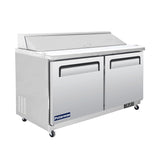Polarman PLM-S60S 61 1/4" Stainless Steel Sandwich Prep Table with Two Solid Full Doors, (16) 1/6 Size Pans