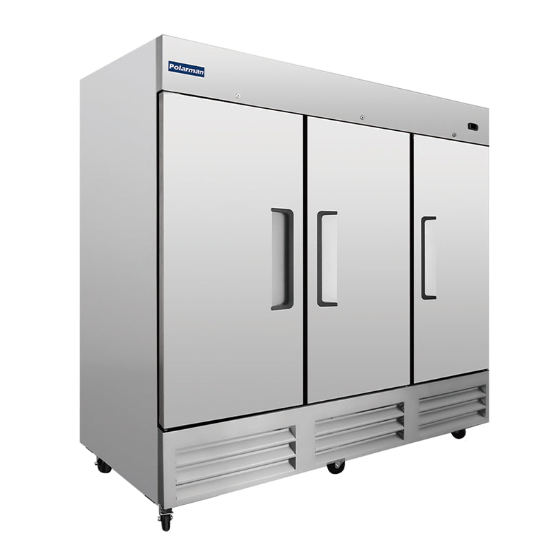 Polarman PLM-81RS 81" Reach-In Refrigerator with Triple Solid Doors, Bottom Mount, Stainless Steel, 72 cu. ft.
