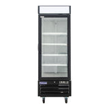 Polarman PLM-HGD23R 26 3/4" Black Refrigerated Single Swing Glass Door Merchandiser with LED Lighting, 23 cu.ft