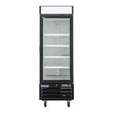 Polarman PLM-HGD23F 26 3/4" Black Single Swing Glass Door Merchandiser Freezer with LED Lighting, 23 cu.ft