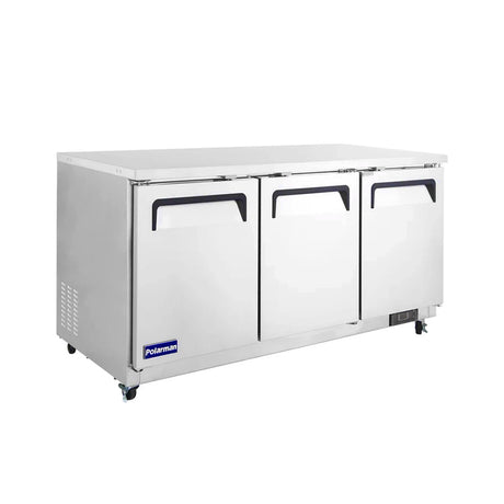Polarman PLM-UC-72FS 71 3/4" Undercounter Freezer, 18 cu. ft, Stainless Steel, 3 Solid Doors