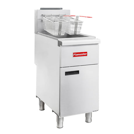 Flamaster FLM-VF40-NG 15 1/2" Gas Open Pot Fryer, Natural Gas, 40-50 lb, 100,000 BTU