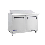 Polarman PLM-S48KS 48 1/4" Stainless Steel Mega Top Sandwich Prep Table with Two Solid Full Doors, (18) 1/6 Size Pans
