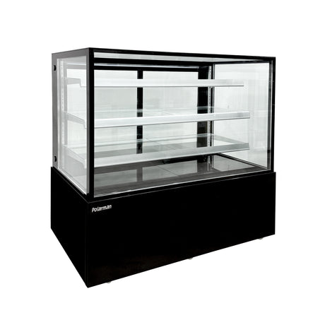Polarman PLM-471SB 60" Black 3-Shelf Square Glass  Refrigerated Bakery Display Case