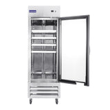 Polarman PLM-27RGS 26 3/4" Reach-In Refrigerator with Single Glass Door with LED Lighting, Bottom Mount, Stainless Steel, 23 cu. ft.