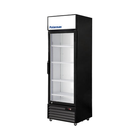 Polarman PLM-SGD21R 21 1/5" Black Refrigerated Swing Glass Door Merchandiser with LED Lighting, 7.5 cu.ft（SS-P238WA）