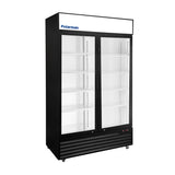Polarman PLM-SGD44R 44 1/2" Black Refrigerated Double Swing Glass Door Merchandiser with LED Lighting, 31 cu.ft（SS-P1000WB-A）