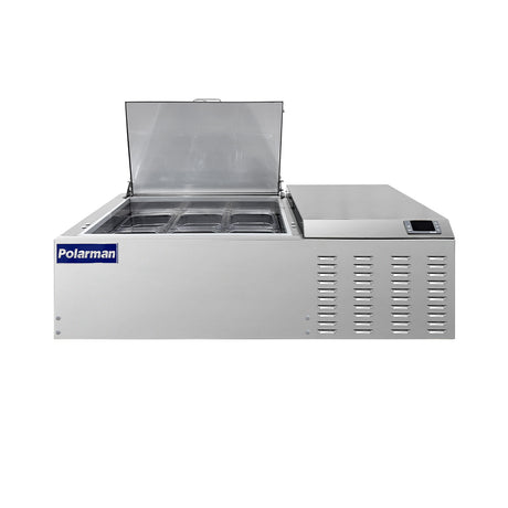 Polarman PLM-PD40 39" Countertop Refrigerated Topping Rail, Stainless Steel, (6) 1/6 Size Pans