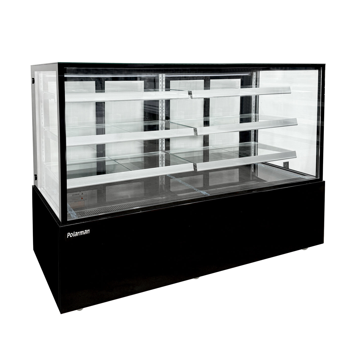 Polarman PLM-571SB 71 3/5" Black 3-Shelf Square Glass  Refrigerated Bakery Display Case