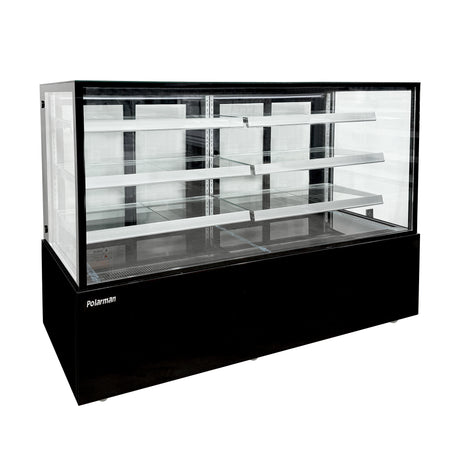 Polarman PLM-571SB 71 3/5" Black 3-Shelf Square Glass  Refrigerated Bakery Display Case