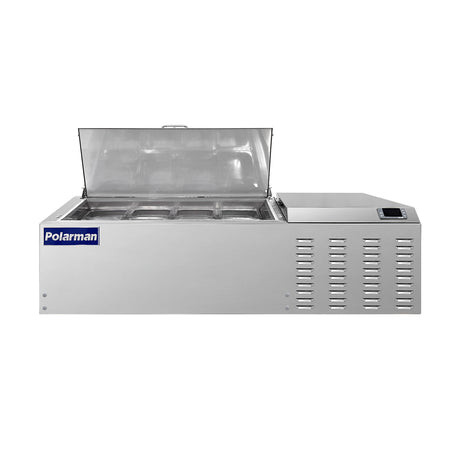 Polarman PLM-PD46 46" Countertop Refrigerated Topping Rail, Stainless Steel,(8) 1/6 Size Pans