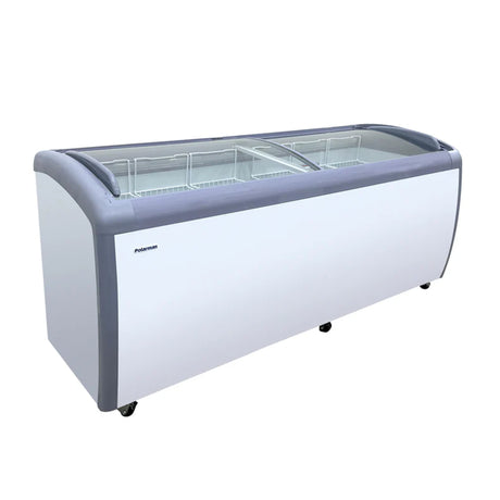 Polarman PLM-S560 70 7/8" Mobile Ice Cream Display Freezer, Curved Sliding Lid with 6 Baskets, 20 cu. ft.