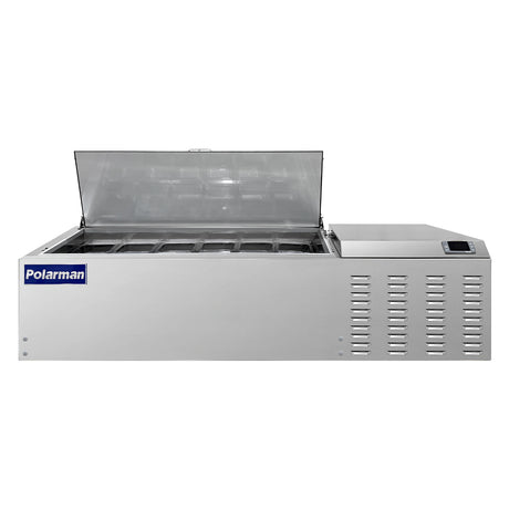 Polarman PLM-PD60 60" Countertop Refrigerated Topping Rail, Stainless Steel , (12) 1/6 Size Pans