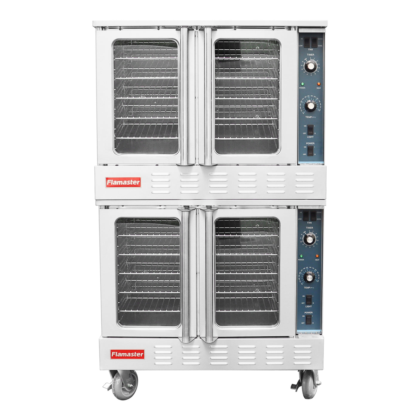 Flamaster FLM-COG-2 38" Double Deck Gas Convection Oven, NG/LPG, 10 Racks, 108,000 BTU