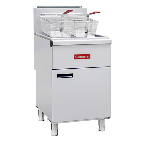 Flamaster FLM-F5-LP 21" Liquid Propane Floor Fryer, 75-80 lb, 5 Tubes, 150,000 BTU