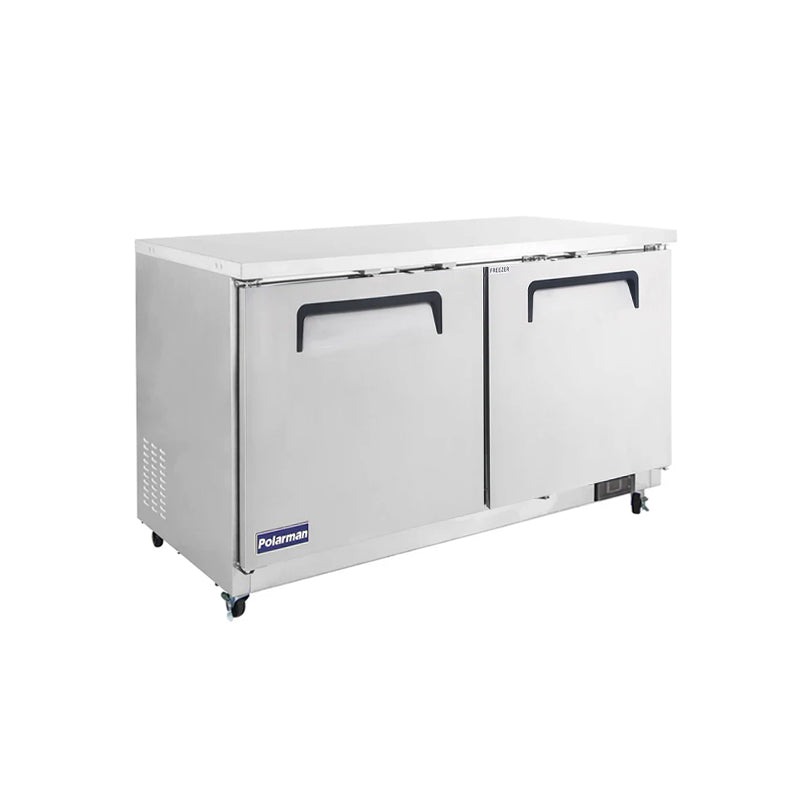 Polarman PLM-UC-60S 61 1/4" Undercounter Refrigerator, 15.5 cu. ft, Stainless Steel, 2 Solid Doors