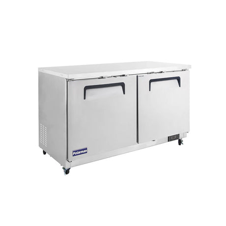 Polarman PLM-UC-60S 61 1/4" Undercounter Refrigerator, 15.5 cu. ft, Stainless Steel, 2 Solid Doors