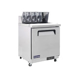 Polarman PLM-S29S 28 15/16" Stainless Steel Sandwich Prep Table with One Solid Full Door, (8) 1/6 Size Pans