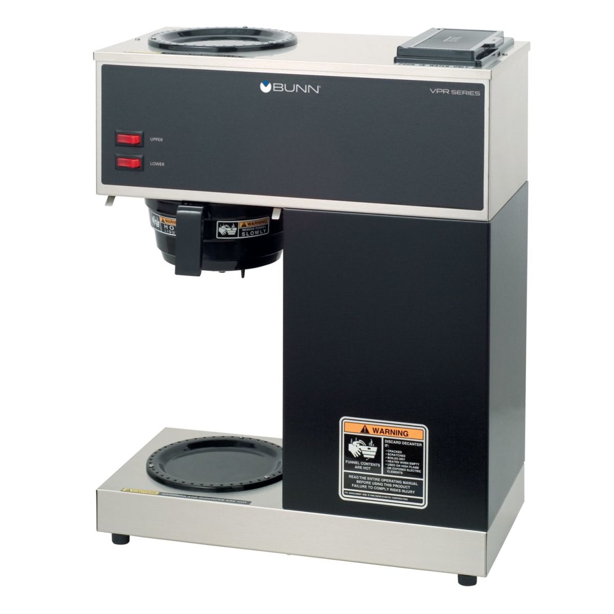 BUNN VPR 12-Cup Pourover Coffee Brewer, Black, 2 Warmers