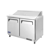 Polarman PLM-S48S 48 1/4" Stainless Steel Sandwich Prep Table with Two Solid Full Doors, (12) 1/6 Size Pans
