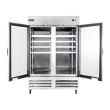Polarman PLM-54RGS 53 15/16" Reach-In Refrigerator with Double Glass Doors with LED Lighting, Bottom Mount, Stainless Steel, 49 cu. ft.