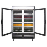 Polarman PLM-HGD48R 53 15/16" Black Refrigerated Double Swing Glass Door Merchandiser with LED Lighting, 48 cu.ft