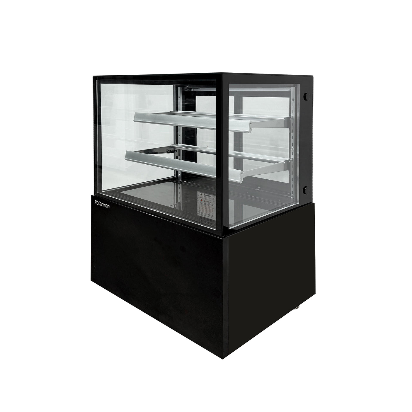 Polarman PLM-270SB 36" Black 2-Shelf Square Glass Refrigerated Bakery Display Case
