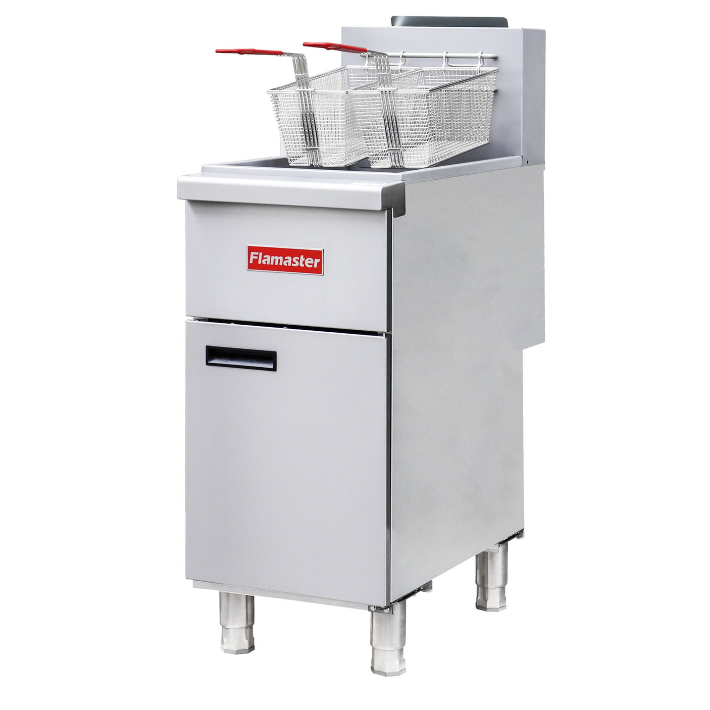 Flamaster FLM-F3-NG 15 1/2" Natural Gas Floor Fryer, 35-40 lb, 3 Tubes, 90,000 BTU