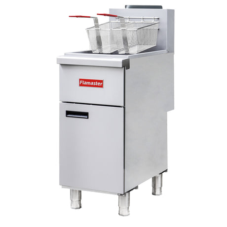 Flamaster FLM-F3-NG 15 1/2" Natural Gas Floor Fryer, 35-40 lb, 3 Tubes, 90,000 BTU
