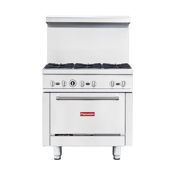 Flamaster FLM-R36 36″ Natural Gas / Liquid Propane Range with 6 Open Burners and Under Oven