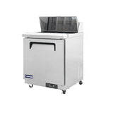Polarman PLM-S29S 28 15/16" Stainless Steel Sandwich Prep Table with One Solid Full Door, (8) 1/6 Size Pans
