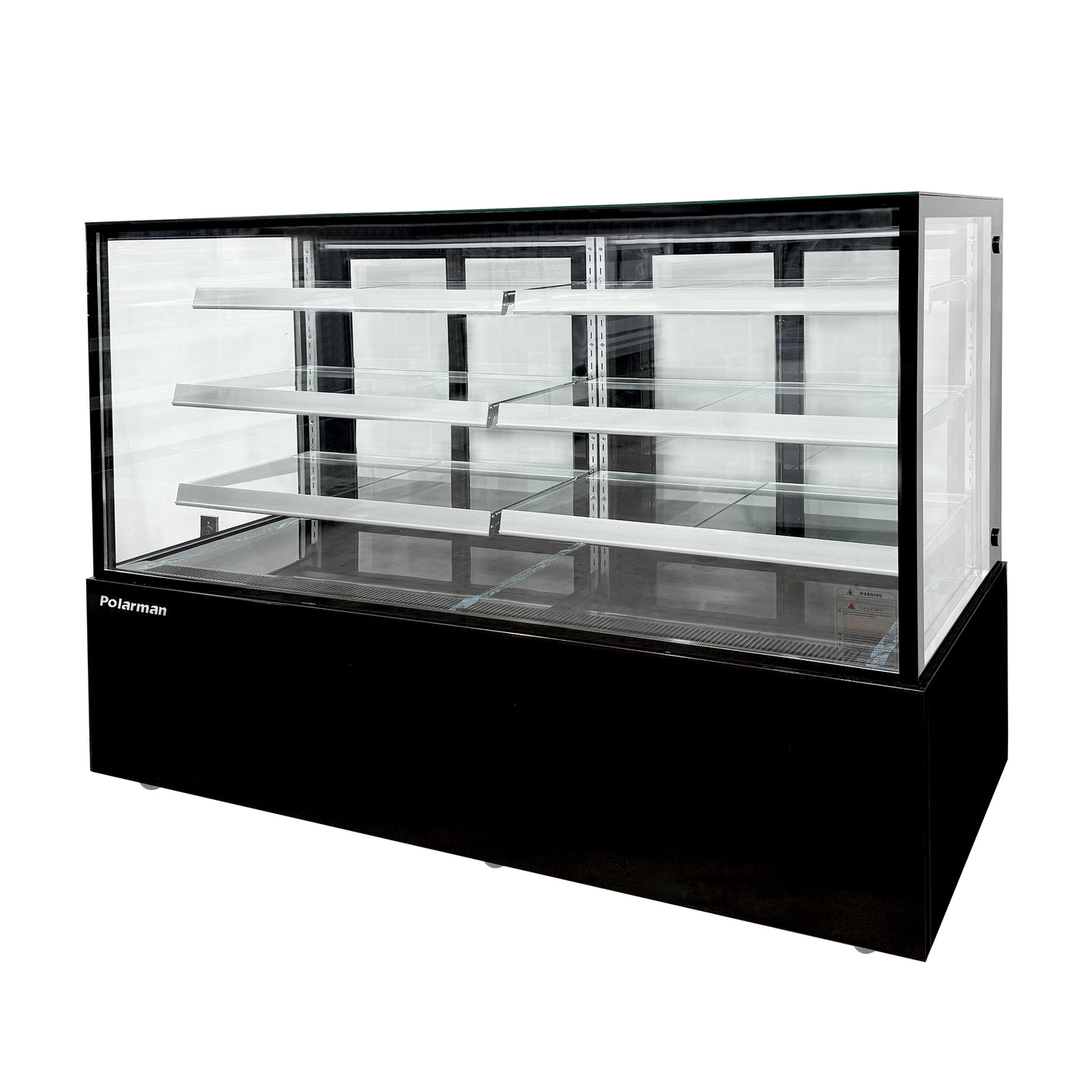 Polarman PLM-571SB 71 3/5" Black 3-Shelf Square Glass  Refrigerated Bakery Display Case