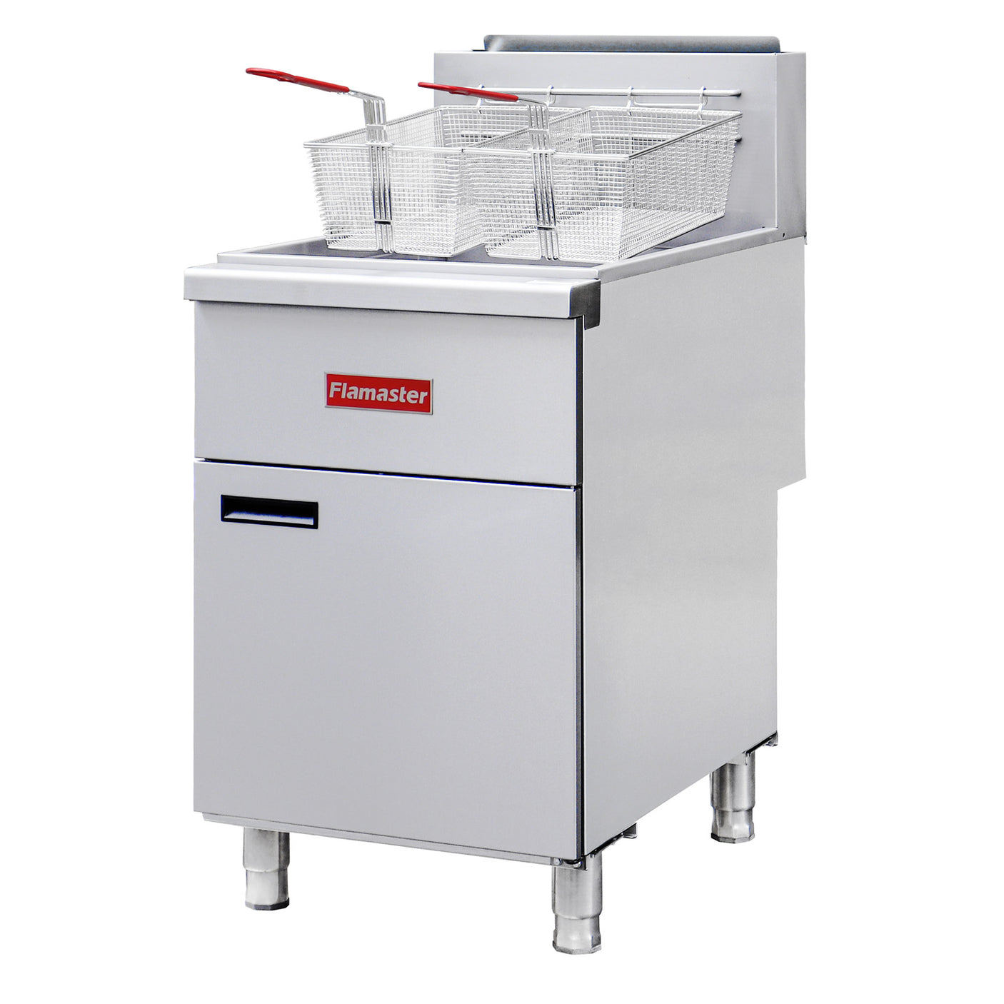 Flamaster FLM-F5-NG 21" Natural Gas Floor Fryer, 75-80 lb, 5 Tubes, 150,000 BTU