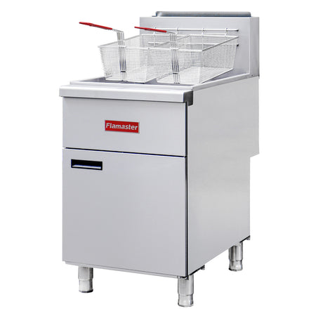 Flamaster FLM-F5-NG 21" Natural Gas Floor Fryer, 75-80 lb, 5 Tubes, 150,000 BTU