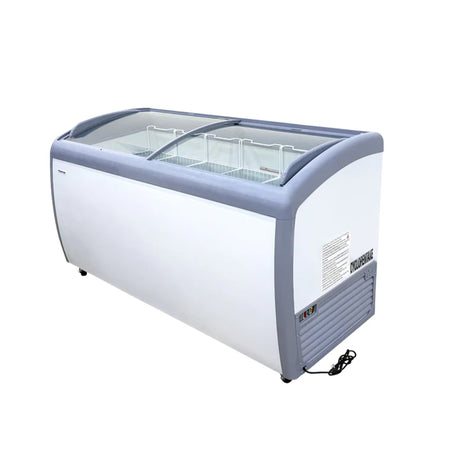 Polarman PLM-S460 60 1/4" Mobile Ice Cream Display Freezer, Curved Sliding Lid with 5 Baskets, 11.65 cu. ft.