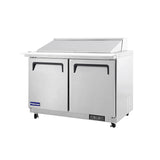 Polarman PLM-S48KS 48 1/4" Stainless Steel Mega Top Sandwich Prep Table with Two Solid Full Doors, (18) 1/6 Size Pans