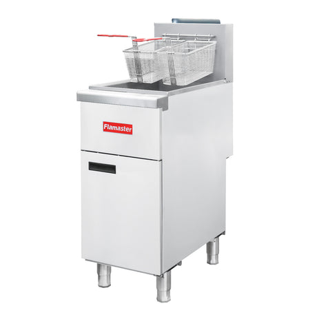 Flamaster FLM-VF40-NG 15 1/2" Gas Open Pot Fryer, Natural Gas, 40-50 lb, 100,000 BTU
