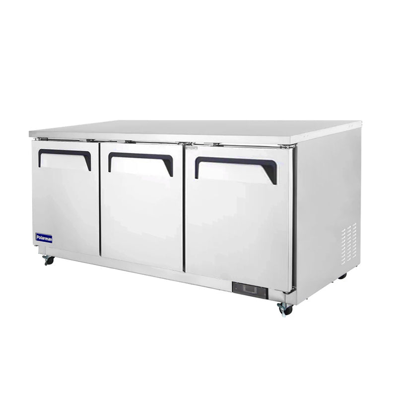 Polarman PLM-UC-72S 71 3/4" Undercounter Refrigerator, 18 cu. ft, Stainless Steel, 3 Solid Doors
