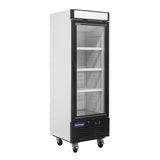 Polarman PLM-HGD16R 25" Black Refrigerated Single Swing Glass Door Merchandiser with LED Lighting, 16 cu.ft