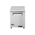 Polarman PLM-S29KS 28 15/16" Stainless Steel Mega Top Sandwich Prep Table with One Solid Full Door, (12) 1/6 Size Pans