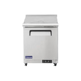 Polarman PLM-S29KS 28 15/16" Stainless Steel Mega Top Sandwich Prep Table with One Solid Full Door, (12) 1/6 Size Pans