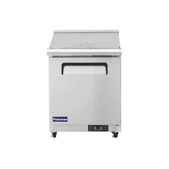 Polarman PLM-S29KS 28 15/16" Stainless Steel Mega Top Sandwich Prep Table with One Solid Full Door, (12) 1/6 Size Pans