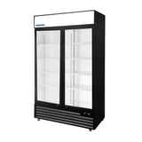 Polarman PLM-SGD44R 44 1/2" Black Refrigerated Double Swing Glass Door Merchandiser with LED Lighting, 31 cu.ft（SS-P1000WB-A）